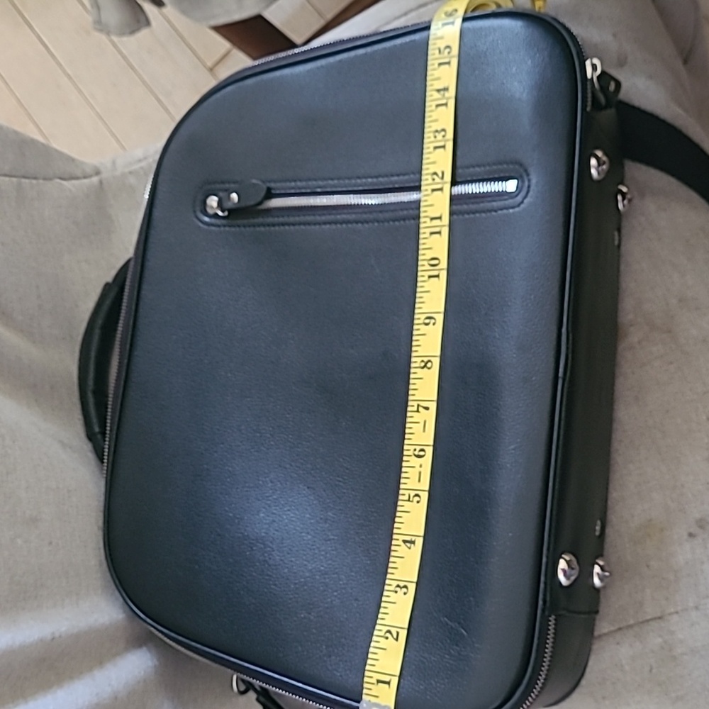 ro BAGS Retro Modern Black Leather Suitcase RARE - Picture 12 of 13